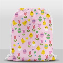 Easter - Chick And Tulips Drawstring Bag (small) by Valentinaart