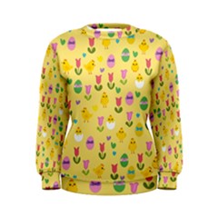 Easter - Chick And Tulips Women s Sweatshirt by Valentinaart