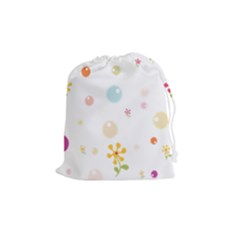 Flower Floral Star Balloon Bubble Drawstring Pouches (medium)  by Mariart