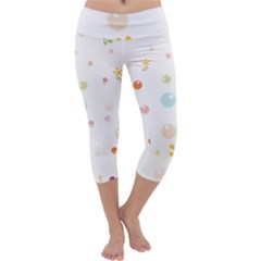 Flower Floral Star Balloon Bubble Capri Yoga Leggings by Mariart