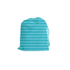 Abstract Blue Waves Pattern Drawstring Pouches (small)  by TastefulDesigns