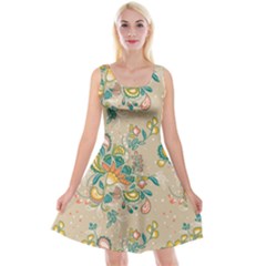 Hand Drawn Batik Floral Pattern Reversible Velvet Sleeveless Dress by TastefulDesigns
