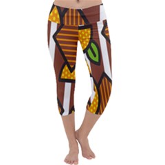Chocolate Lime Brown Circle Line Plaid Polka Dot Orange Green White Capri Yoga Leggings by Mariart