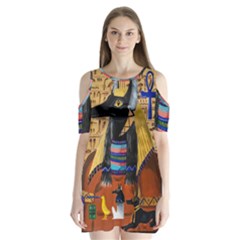 Anubis Shoulder Cutout Velvet  One Piece by dawnsiegler