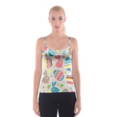 Easter Rabbit Bunny Rainbow Spaghetti Strap Top by Mariart