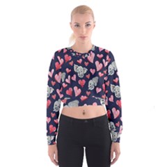 Elephant Lover Hearts Elephants Cropped Sweatshirt by BubbSnugg