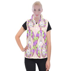 Make An Easter Egg Wreath Rabbit Face Cute Pink White Women s Button Up Puffer Vest by Mariart