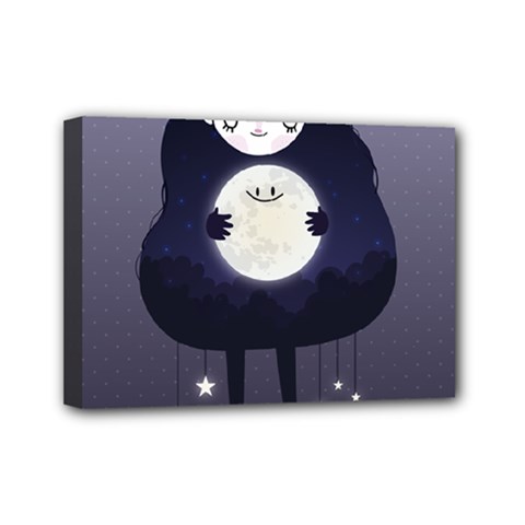 Moon Mini Canvas 7  X 5  by Mjdaluz