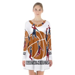 Basketball Never Stops Long Sleeve Velvet V-neck Dress by Valentinaart