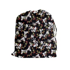 Dark Chinoiserie Floral Collage Pattern Drawstring Pouches (extra Large) by dflcprints
