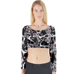 Skull Pattern Long Sleeve Crop Top by ValentinaDesign