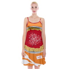 Instant Noodles Mie Sauce Tomato Red Orange Knife Fox Food Pasta Spaghetti Strap Velvet Dress by Mariart