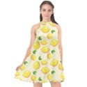 Lemons Pattern Halter Neckline Chiffon Dress  View1