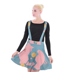 Coins Pink Coins Piggy Bank Dollars Money Tubes Suspender Skater Skirt by Mariart