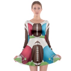 Helmet Ball Football America Sport Red Brown Blue Green Long Sleeve Skater Dress by Mariart