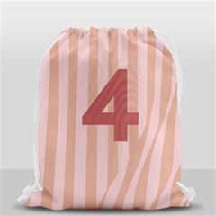 Number 4 Line Vertical Red Pink Wave Chevron Drawstring Bag (small) by Mariart