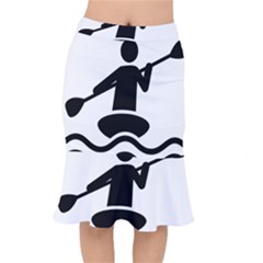 Cropped Kayak Graphic Race Paddle Black Water Sea Wave Beach Mermaid Skirt by Mariart