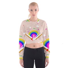 Books Rainboe Lamp Star Pink Cropped Sweatshirt by Mariart