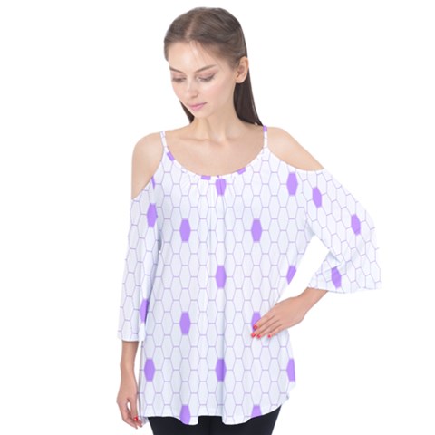 Purple White Hexagon Dots Flutter Tees by Mariart