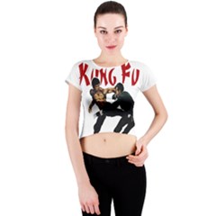 Kung Fu  Crew Neck Crop Top by Valentinaart
