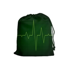 Heart Rate Green Line Light Healty Drawstring Pouches (large)  by Mariart