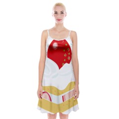 Seeds Strawberry Bread Fruite Red Spaghetti Strap Velvet Dress by Mariart