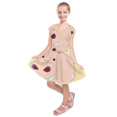 Happy Cartoon Baby Hippo Kids  Short Sleeve Dress by Catifornia