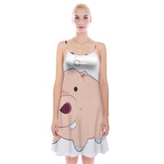 Happy Cartoon Baby Hippo Spaghetti Strap Velvet Dress by Catifornia