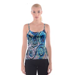 Green Blue Circle Tie Dye Kaleidoscope Opaque Color Spaghetti Strap Top by Mariart