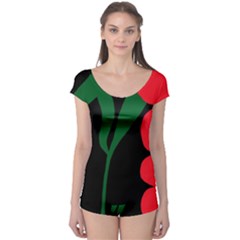 Illustrators Portraits Plants Green Red Polka Dots Boyleg Leotard  by Mariart