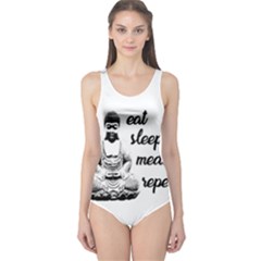 Eat, Sleep, Meditate, Repeat  One Piece Swimsuit by Valentinaart