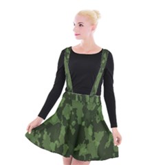 Camouflage Green Army Texture Suspender Skater Skirt by BangZart