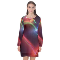Neon Heart Long Sleeve Chiffon Shift Dress  by BangZart