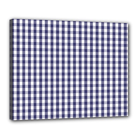 Usa Flag Blue Large Gingham Check Plaid  Canvas 20  X 16  by PodArtist