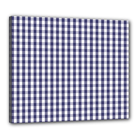 Usa Flag Blue Large Gingham Check Plaid  Canvas 24  X 20  by PodArtist