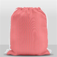 Christmas Red Velvet Mini Gingham Check Plaid Drawstring Bag (small) by PodArtist