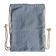 Silent Night Blue Mini Gingham Check Plaid Drawstring Bag (large) by PodArtist