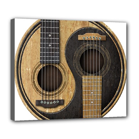 Old And Worn Acoustic Guitars Yin Yang Deluxe Canvas 24  X 20   by JeffBartels