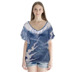 Blue Chinese Dragon Flutter Sleeve Top by paulaoliveiradesign