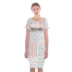 Simple Saturated Pattern Classic Short Sleeve Midi Dress by linceazul