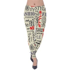Backdrop Style With Texture And Typography Fashion Style Velvet Leggings by BangZart
