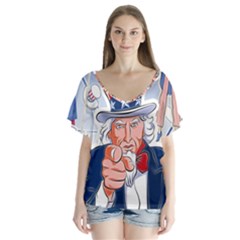 Independence Day United States Of America Flutter Sleeve Top by BangZart