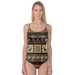 Giraffe African Vector Pattern Camisole Leotard  by BangZart