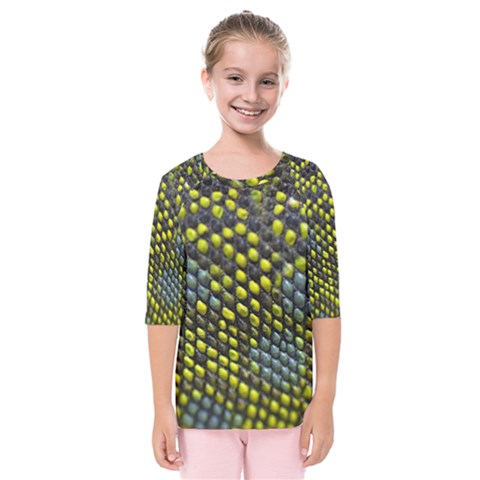 Lizard Animal Skin Kids  Quarter Sleeve Raglan Tee by BangZart