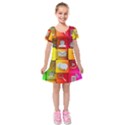 Colorful 3d Social Media Kids  Short Sleeve Velvet Dress View1