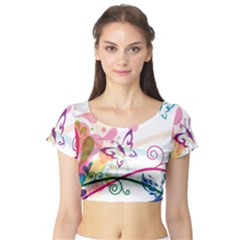 Butterfly Vector Art Short Sleeve Crop Top (tight Fit) by BangZart