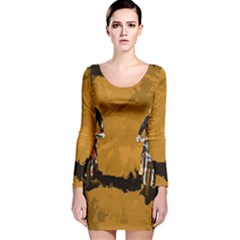 Motorsport  Long Sleeve Velvet Bodycon Dress by Valentinaart