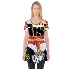 Nuclear Explosion Trump And Kim Jong Short Sleeve Tunic  by Valentinaart