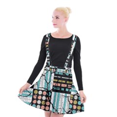 Distressed Pattern Suspender Skater Skirt by linceazul