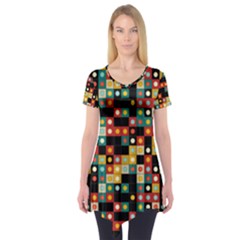 Colors On Black Short Sleeve Tunic  by linceazul